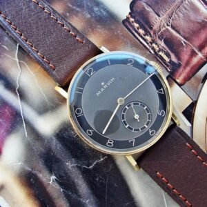 Beautiful bicolor bauhaus 14k gold Marvin watch from the 1940s