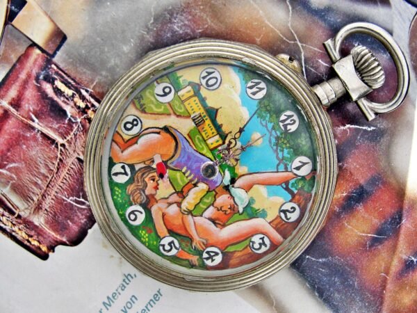 Beautiful hand-painted erotic pocket watch from the 1930s. - Image 3