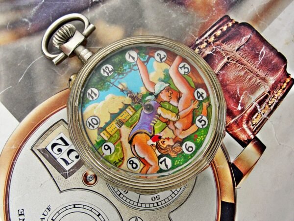 Beautiful hand-painted erotic pocket watch from the 1930s. - Image 9