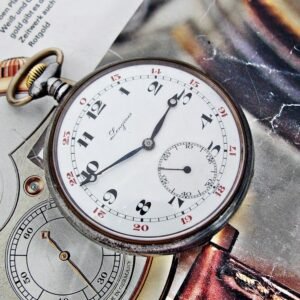 Beautiful porcelain dial iron case Longines pocket watch from the early 1900s.