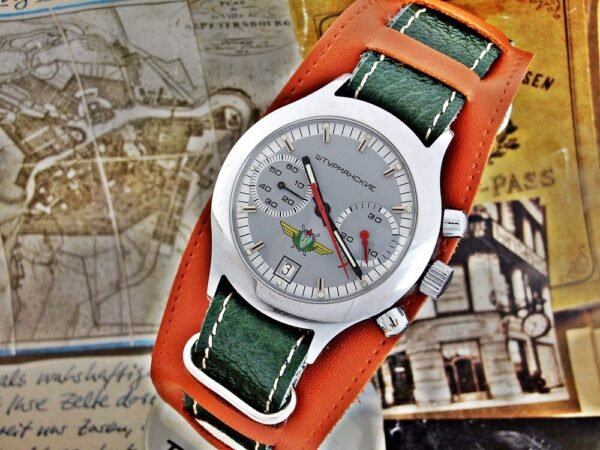 Beautiful rare Poljot Sturmanskie pilot chronograph watch from the 1980s