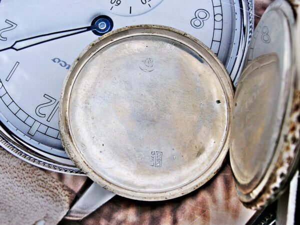 Very nice Swiss Lanco (Langendorf) silver pocket watch with leather case from th - Image 12