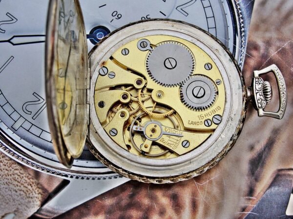 Very nice Swiss Lanco (Langendorf) silver pocket watch with leather case from th - Image 15