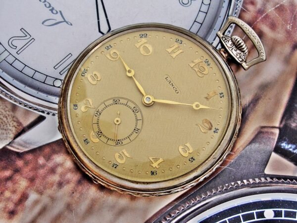 Very nice Swiss Lanco (Langendorf) silver pocket watch with leather case from th - Image 18