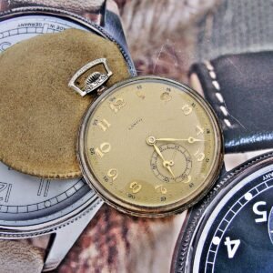 Very nice Swiss Lanco (Langendorf) silver pocket watch with leather case from th