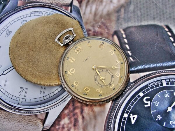 Very nice Swiss Lanco (Langendorf) silver pocket watch with leather case from th