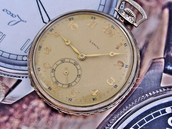 Very nice Swiss Lanco (Langendorf) silver pocket watch with leather case from th - Image 9