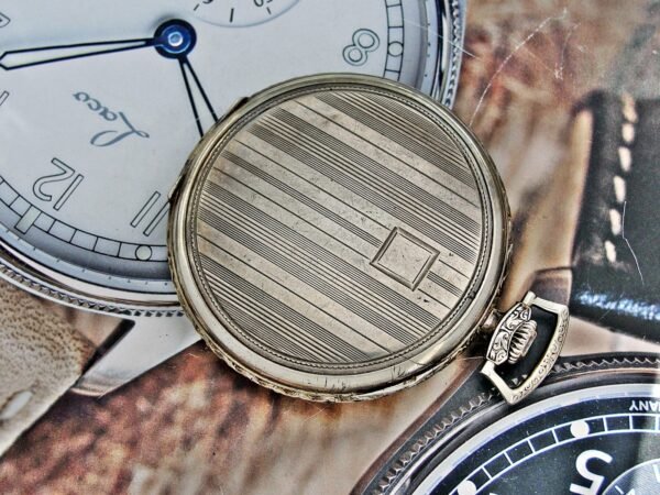 Very nice Swiss Lanco (Langendorf) silver pocket watch with leather case from th - Image 10