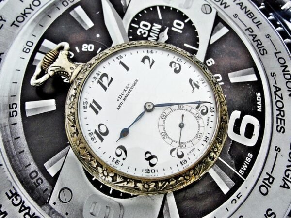 Very rare back Doxa pocket watch with porcelain dial from the 1920s. - Image 12