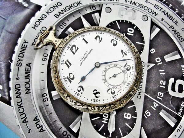 Very rare back Doxa pocket watch with porcelain dial from the 1920s. - Image 13