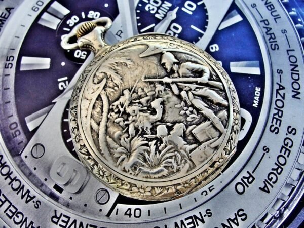 Very rare back Doxa pocket watch with porcelain dial from the 1920s. - Image 14
