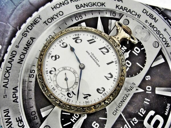 Very rare back Doxa pocket watch with porcelain dial from the 1920s. - Image 3