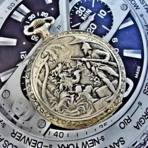 Very rare back Doxa pocket watch with porcelain dial from the 1920s.