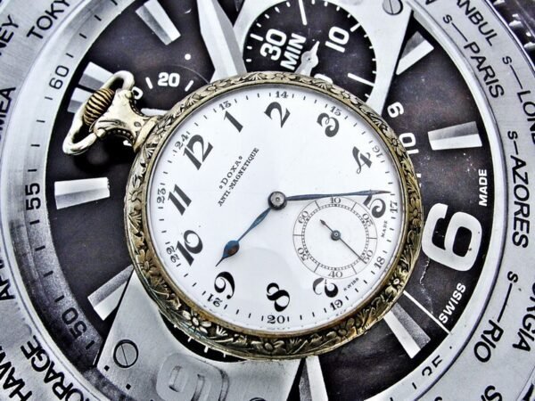 Very rare back Doxa pocket watch with porcelain dial from the 1920s. - Image 5