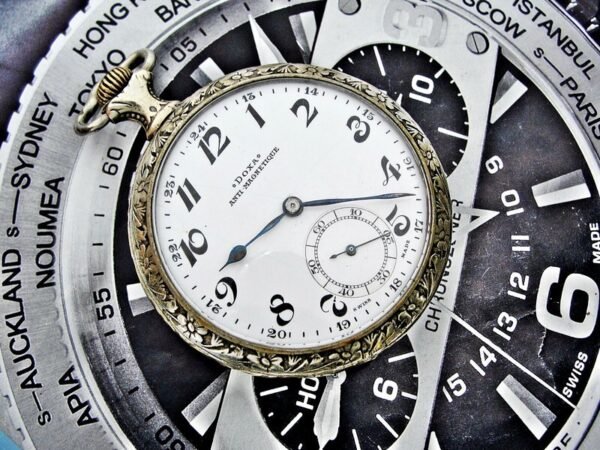 Very rare back Doxa pocket watch with porcelain dial from the 1920s. - Image 6