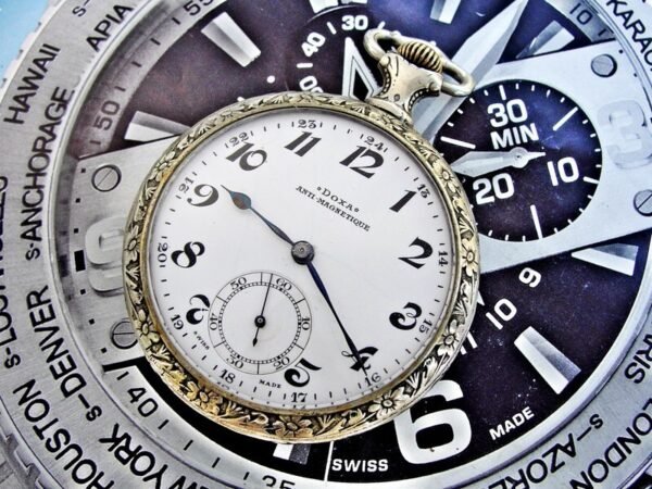 Very rare back Doxa pocket watch with porcelain dial from the 1920s. - Image 7