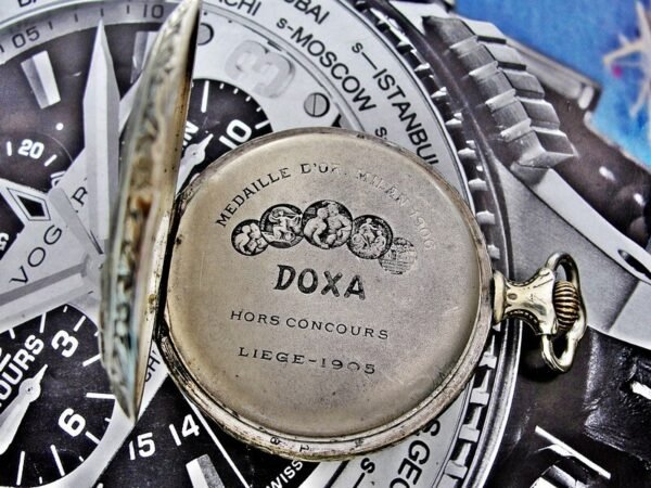 Very rare back Doxa pocket watch with porcelain dial from the 1920s. - Image 9