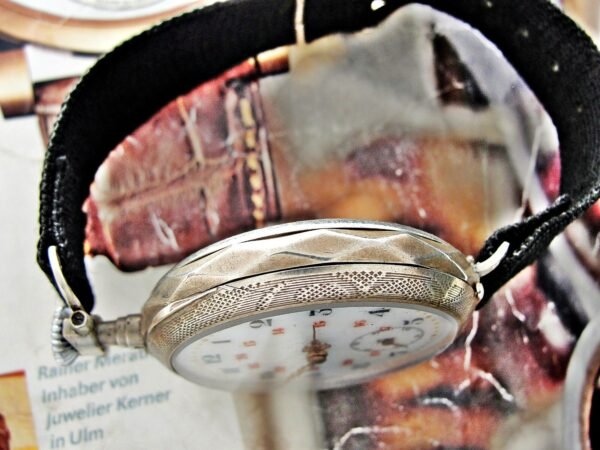 Beautiful porcelain dial, silver case, swinging pocket watch. - Image 12