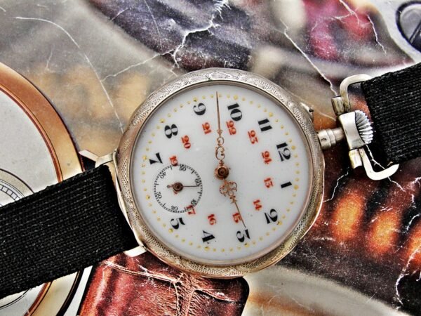 Beautiful porcelain dial, silver case, swinging pocket watch. - Image 13