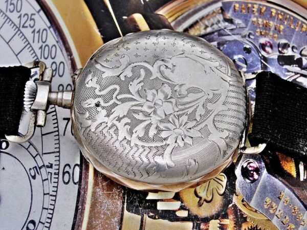 Beautiful porcelain dial, silver case, swinging pocket watch. - Image 15