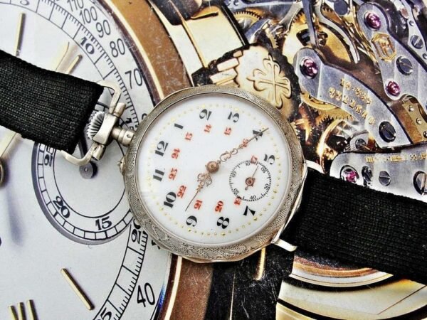 Beautiful porcelain dial, silver case, swinging pocket watch. - Image 20