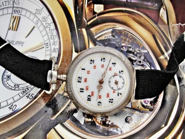 Beautiful porcelain dial, silver case, swinging pocket watch. - Image 6