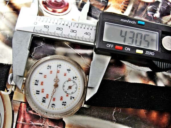 Beautiful porcelain dial, silver case, swinging pocket watch. - Image 7