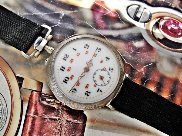 Beautiful porcelain dial, silver case, swinging pocket watch. - Image 10