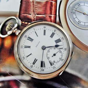 Delta silver pocket watch in a very nice case with a porcelain dial.