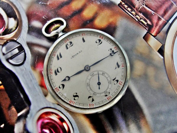 Doxa silver pocket watch in a very nice case with a nice dial from the 1920s - Image 3