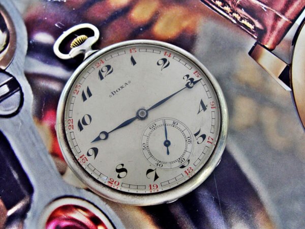 Doxa silver pocket watch in a very nice case with a nice dial from the 1920s - Image 5