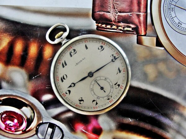 Doxa silver pocket watch in a very nice case with a nice dial from the 1920s - Image 9