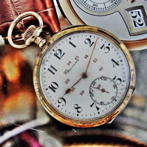 Helvetia silver pocket watch in a very nice case with a porcelain dial.
