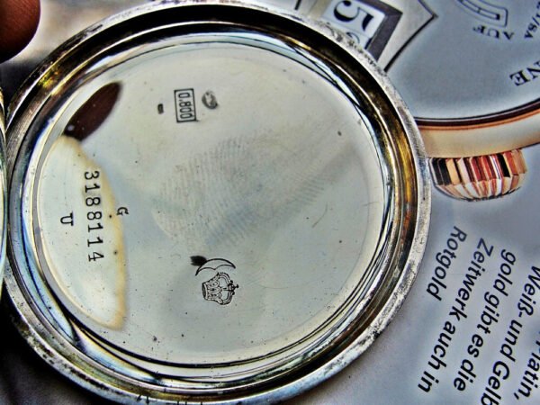 Helvetia silver pocket watch in a very nice case with a porcelain dial. - Image 5