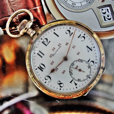 Helvetia silver pocket watch in a very nice case with a porcelain dial.