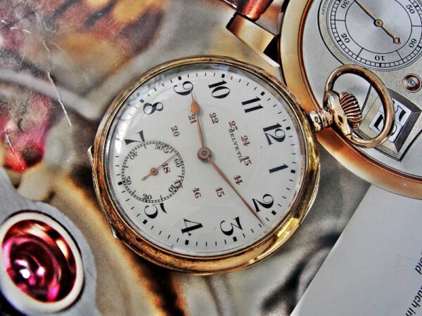 Helvetia silver pocket watch in a very nice case with a porcelain dial. - Image 8
