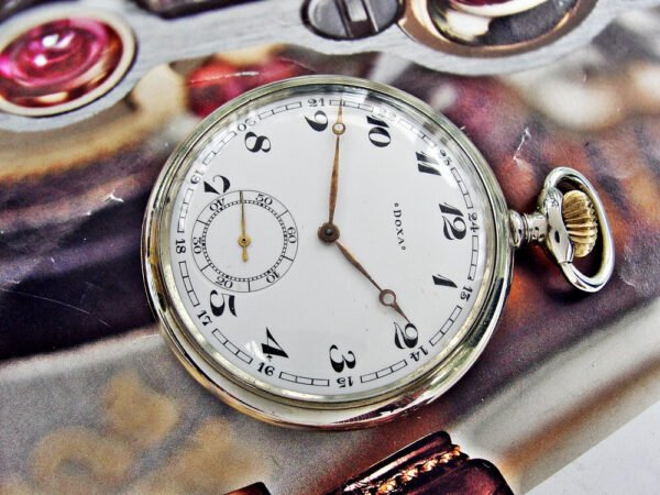 Nice Doxa pocket watch with porcelain dial from the 1920s. - Image 4
