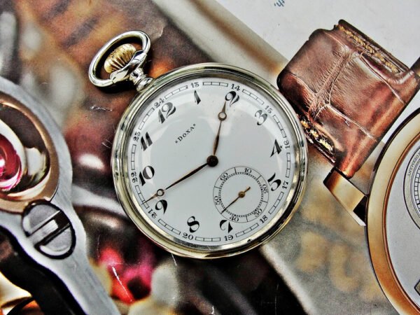 Nice Doxa pocket watch with porcelain dial from the 1920s. - Image 5