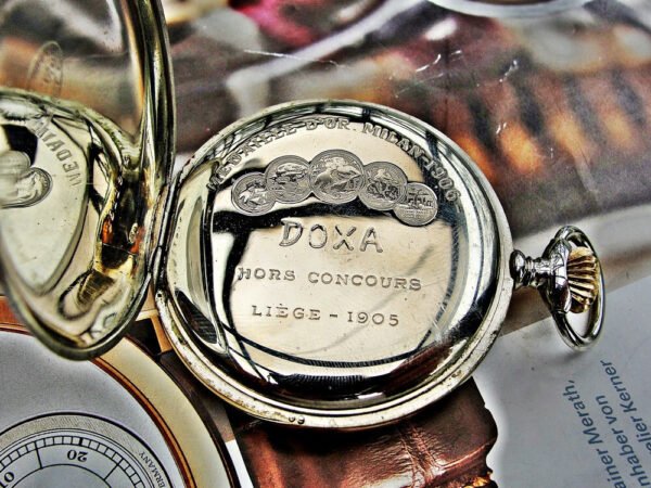 Nice Doxa pocket watch with porcelain dial from the 1920s. - Image 7