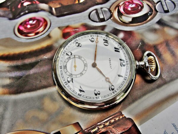 Nice Doxa pocket watch with porcelain dial from the 1920s.