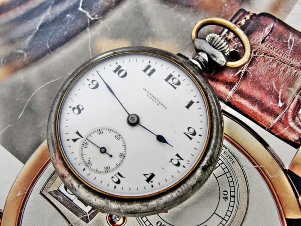 Nice iron case with porcelain dial Tissot pocket watch from the 1920s.
