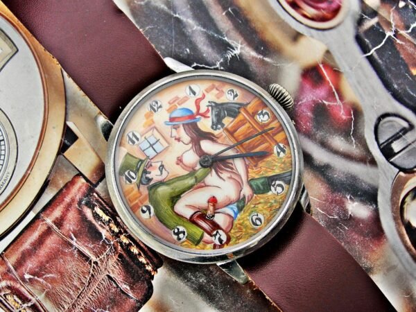 Rare erotic hand-painted wristwatch from the 1920s. - Image 12