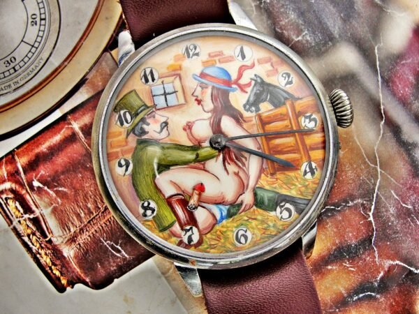 Rare erotic hand-painted wristwatch from the 1920s. - Image 13