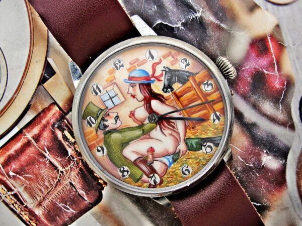 Rare erotic hand-painted wristwatch from the 1920s. - Image 20
