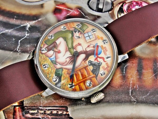 Rare erotic hand-painted wristwatch from the 1920s. - Image 3