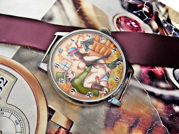 Rare erotic hand-painted wristwatch from the 1920s. - Image 21