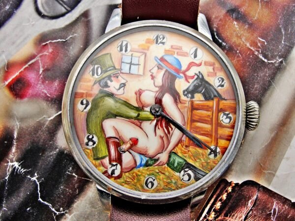 Rare erotic hand-painted wristwatch from the 1920s. - Image 22