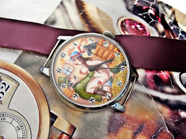 Rare erotic hand-painted wristwatch from the 1920s. - Image 23