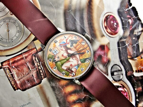 Rare erotic hand-painted wristwatch from the 1920s. - Image 24