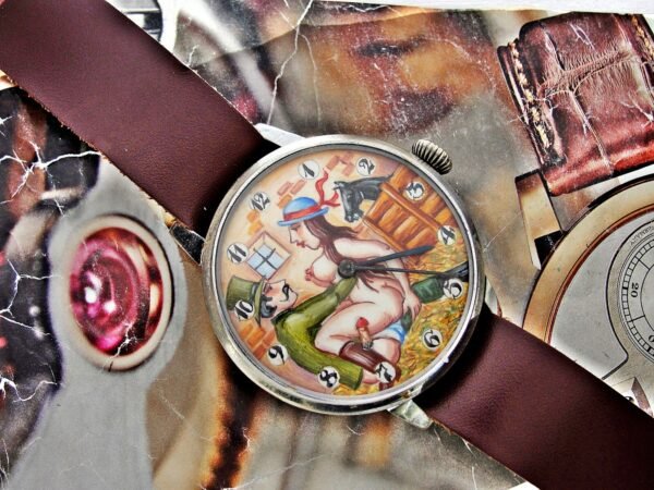 Rare erotic hand-painted wristwatch from the 1920s. - Image 25